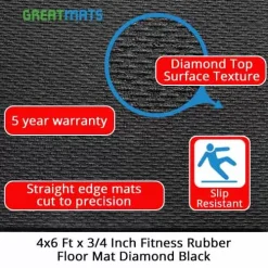 Fitness Rubber Mat Trued Black 18 Mm X 47x71 Inches -Greatmats Shop 4x6ftx34inch fitness rubber floor mat info.jpg 1