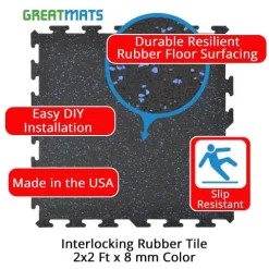 Interlocking Rubber Floor Tiles Color 8 Mm X 2x2 Ft. 26 Interlocking Rubber Floor Tiles Color 8 Mm X 2x2 Ft. -Greatmats Shop 4x6ftx34inch fitness rubber floor mat info.jpg