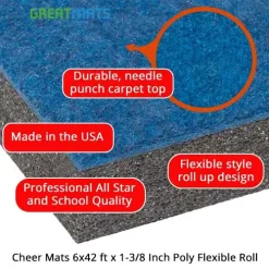Cheerleading Mats 6x42 Ft X 1-3/8 Inch Flexible Roll - Select -Greatmats Shop cheer mats 6x42 info.jpg 1