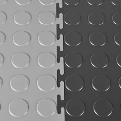 Warehouse Floor Coin PVC Tile Black 1/4 Inch X 20x20 Inches -Greatmats Shop coin top pvc ever black interlock.jpg 1