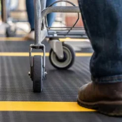 CrossLine Covid-19 Matting 3 X 80 Ft Roll -Greatmats Shop crossline distancing cart closeup.jpg