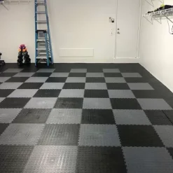 Warehouse Floor Coin PVC Tile Black 1/4 Inch X 20x20 Inches -Greatmats Shop garage floor tile pvc ken.jpg