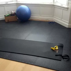 Home Gym Flooring Tile Pebble 3/8 Inch X 2x2 Ft. -Greatmats Shop home gym pebble exercise over wood.jpg
