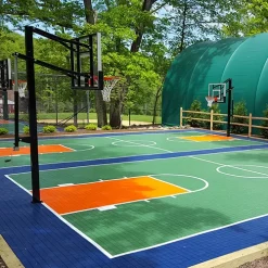 HomeCourt Sport Tile 1/2 Inch X 1x1 Ft. -Greatmats Shop homecourt tile install blue green orange basketball.jpg