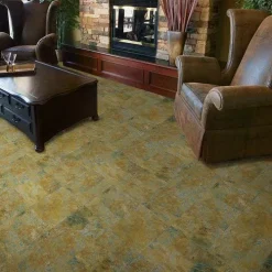 HomeStyle Stone Series Floor Tile 6 Tiles 5 Mm X 20.5x20.5 Inches -Greatmats Shop homestyle stone imperial gold install.jpg