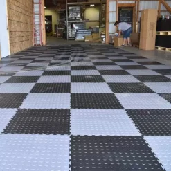Warehouse Floor Coin PVC Tile Gray 1/4 Inch X 20x20 Inches 25 Warehouse Floor Coin PVC Tile Gray 1/4 Inch X 20x20 Inches -Greatmats Shop install tile 4.jpg 1