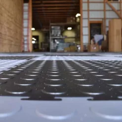 Warehouse Floor Coin PVC Tile Black 1/4 Inch X 20x20 Inches -Greatmats Shop install tile close.jpg