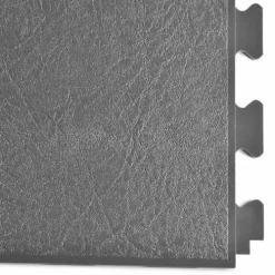 Leather PVC Floor Tile Black Or Dark Gray 6 Tiles 5 Mm X 20x20 Inches -Greatmats Shop leather floor tiles dk gry corner.jpg