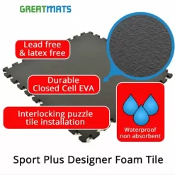 Sport Plus Designer Foam Tile 10 Mm X 2x2 Ft. 22 Sport Plus Designer Foam Tile 10 Mm X 2x2 Ft. -Greatmats Shop sport plus designer foam tile infographics.jpg