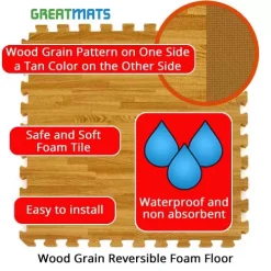 Wood Grain Reversible Interlocking Foam Tiles Trade Show 20x20 Ft. Kit -Greatmats Shop wood grain reversible foam floor info.jpg 2